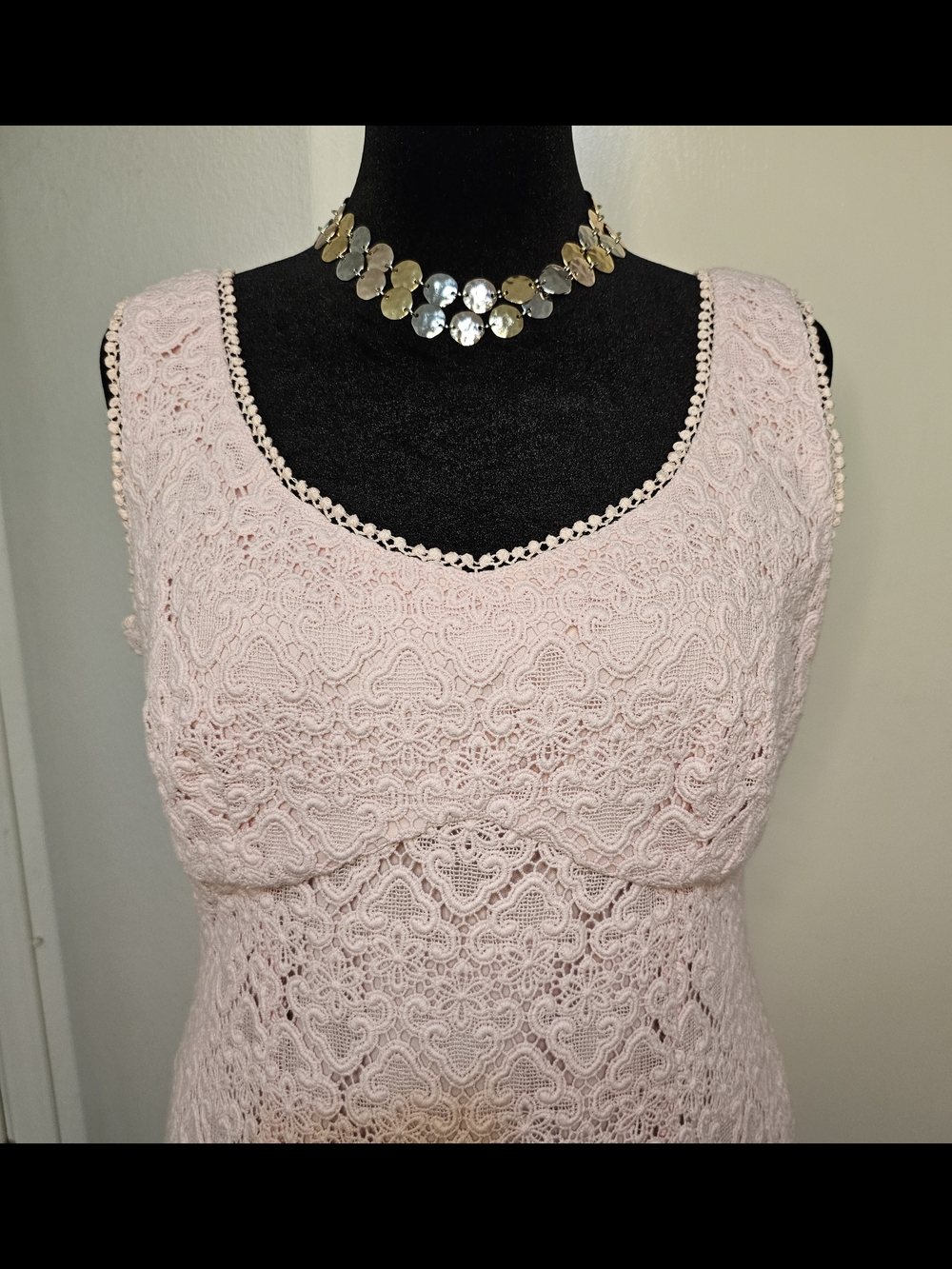 Talbots Blush Pink Lace Sheath Midi Dress Sz 14 - Picture 2 of 6